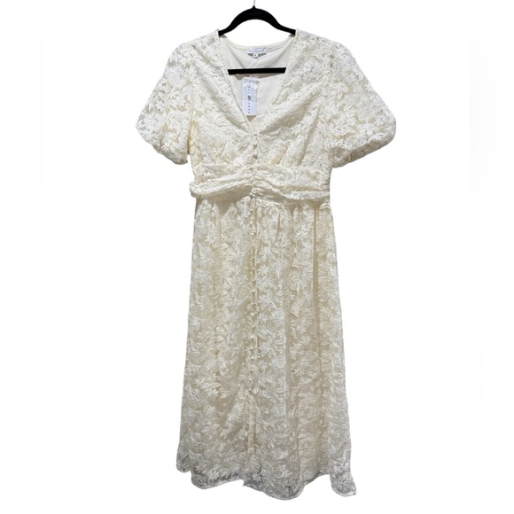 Baltic Born Edwina Lace Midi Dress Cream Ivory puff Sleeves Size XL - Picture 3 of 9